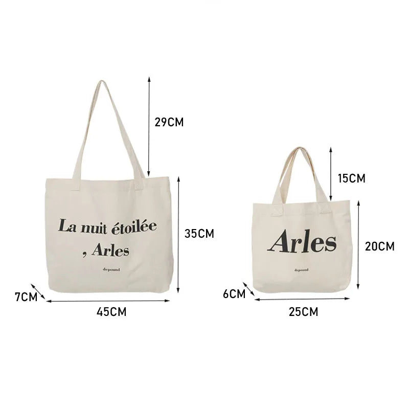Casual Shoulder Bag Large Capacity Letter Printed Handbag Woman's Canvas Tote