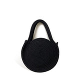 Cherry Embroidery Handbag Round Woven Tote Summer Straw Bag