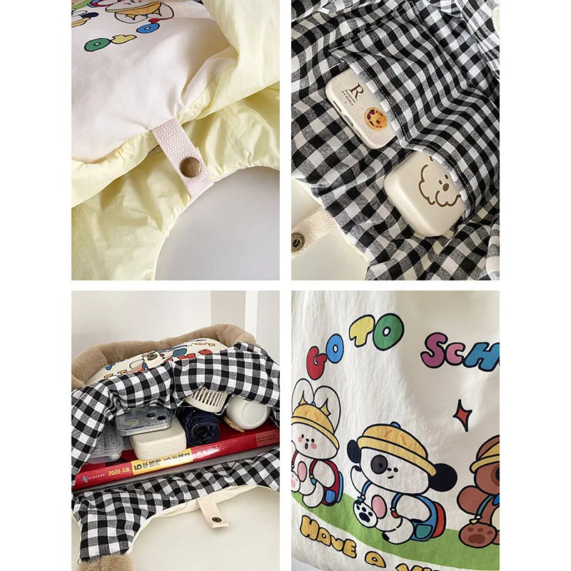 Retro Cartoon Pattern Plush Shoulder Strap Bag