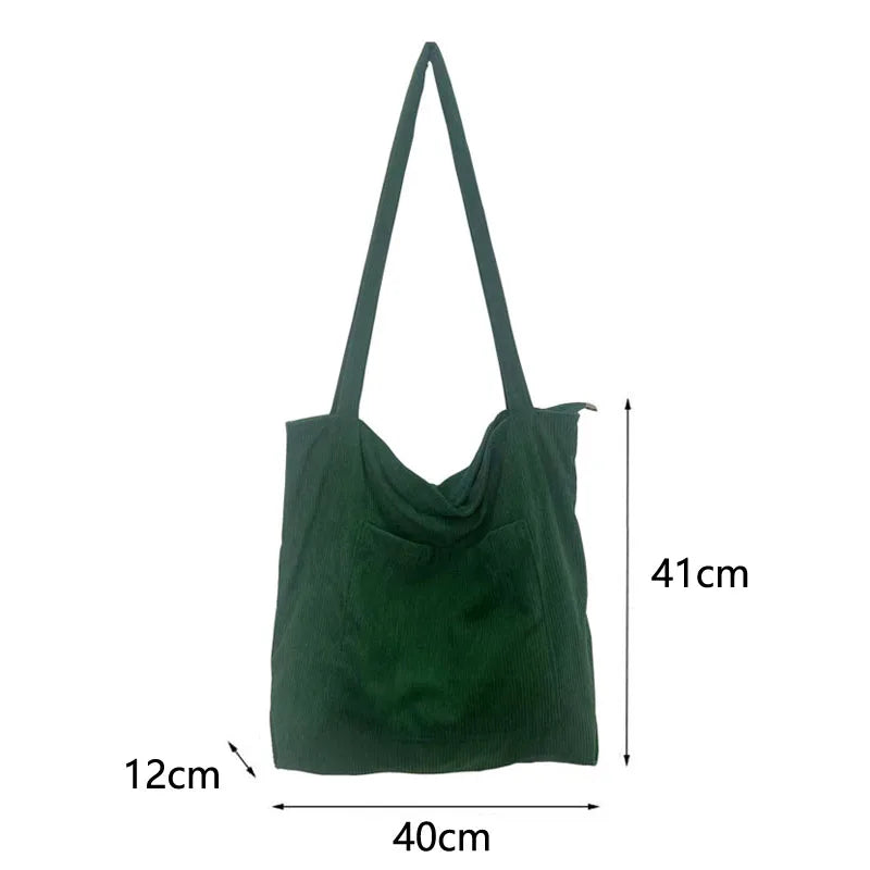 Soft Corduroy Casual Tote Women Large Handbag