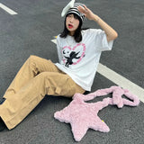 Star Shape Plush Messenger Bag Candy Cross Body Bags Women's Shoulder Handbag