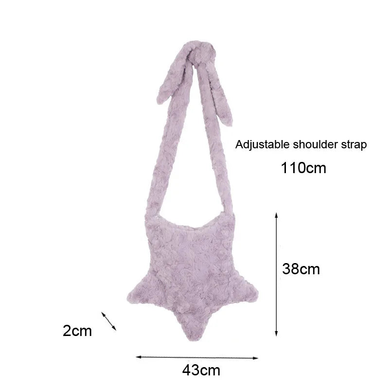 Star Shape Plush Messenger Bag Candy Cross Body Bags Women's Shoulder Handbag