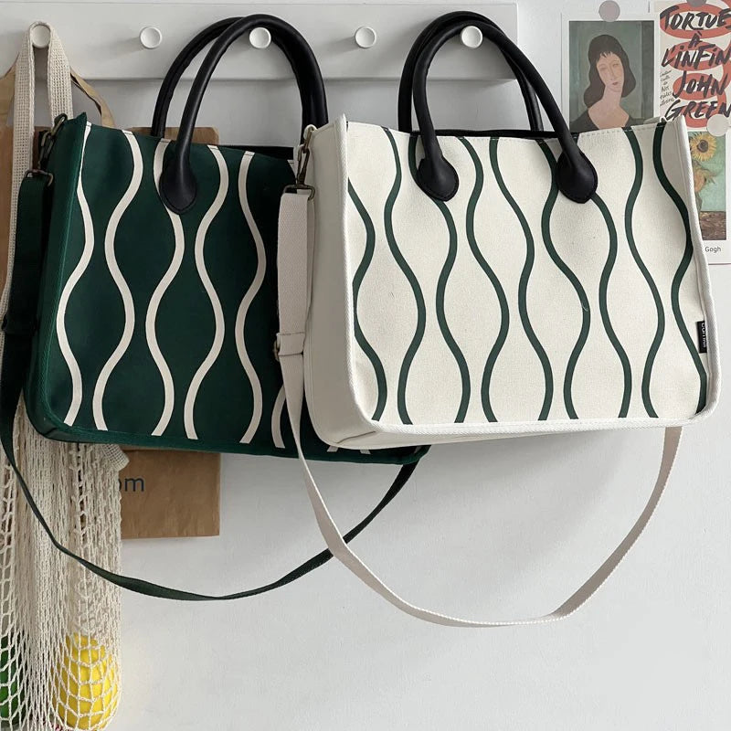 Thickened Canvas Bag College Student Portable Schoolbag Square Handbag