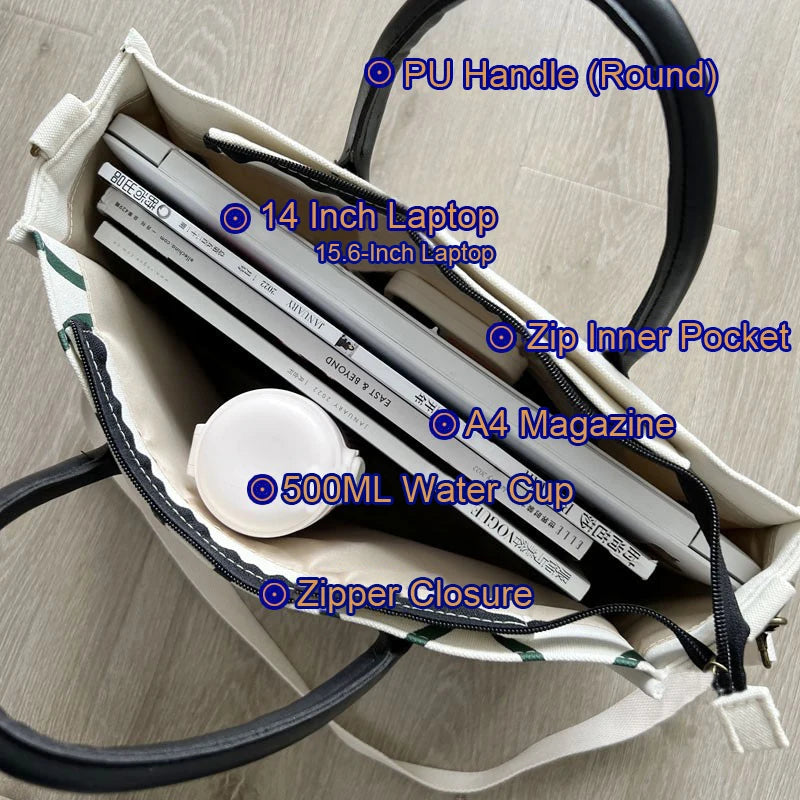 Thickened Canvas Bag College Student Portable Schoolbag Square Handbag