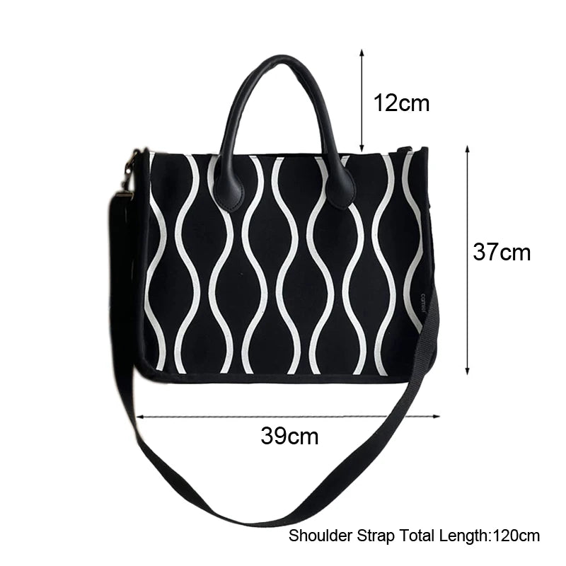 Thickened Canvas Bag College Student Portable Schoolbag Square Handbag