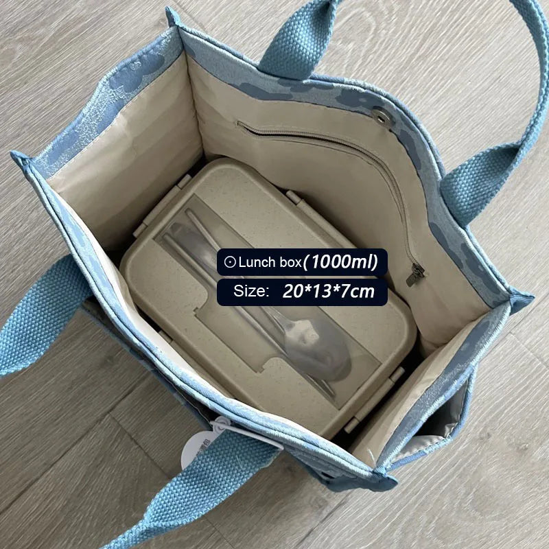 Thickened Student Lunch Box Shoulder Bag Casual Tote Canvas Handbag