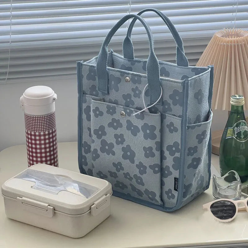 Thickened Student Lunch Box Shoulder Bag Casual Tote Canvas Handbag