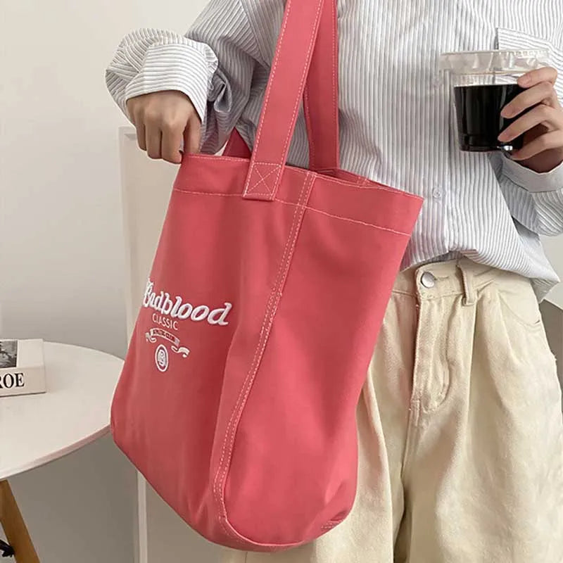 Women's Cloth Tote Bags Large Capacity Cotton Canvas Shoulder Bag Handbag