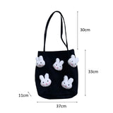 Corduroy Shoulder Bag Cartoon Rabbit Tote Large Handbags
