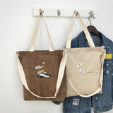 Corduroy Shoulder Messenger Bag Canvas Ladies Casual Totes Shopping Bags