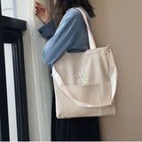 Corduroy Shoulder Messenger Bag Canvas Ladies Casual Totes Shopping Bags