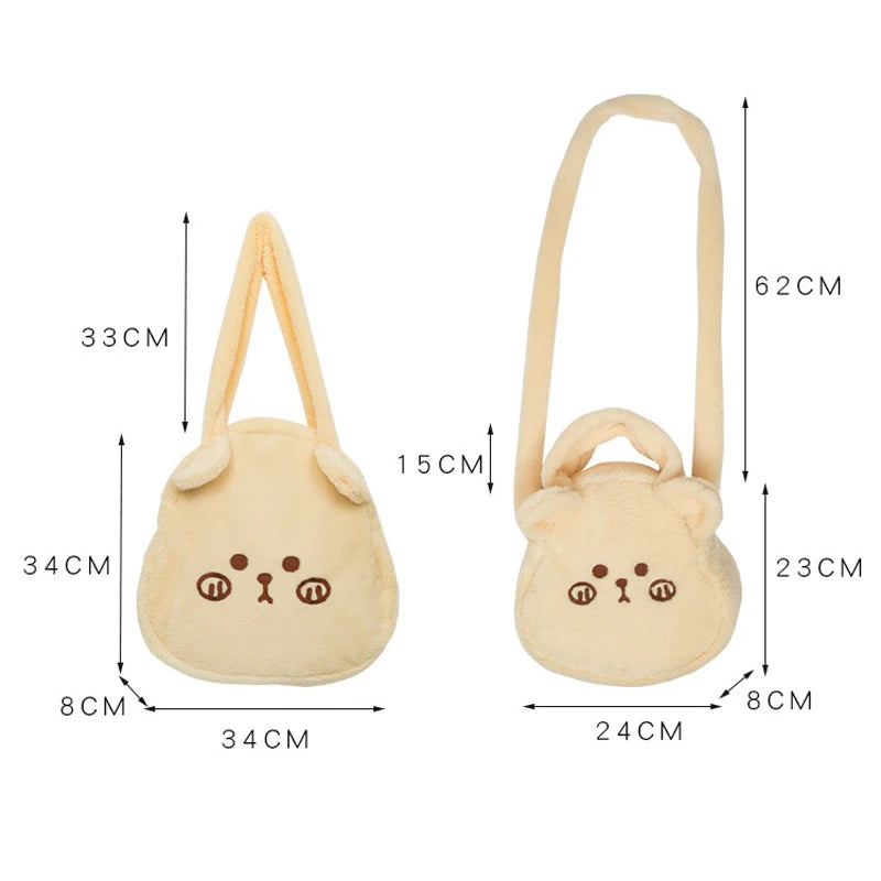 Women's Plush Bear Shoulder Bag Autumn Winter Lady Handbag