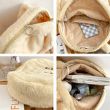 Women's Plush Bear Shoulder Bag Autumn Winter Lady Handbag