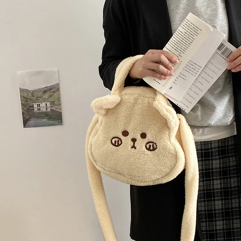 Women's Plush Bear Shoulder Bag Autumn Winter Lady Handbag