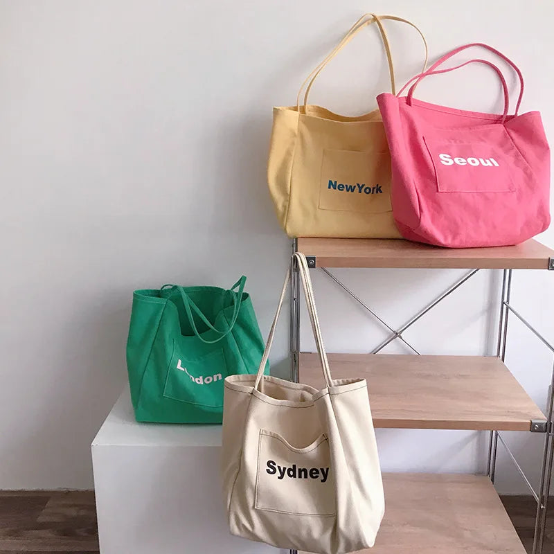 Women's Large Capacity Shoulder Handbag Casual Hobo Bag Canvas Tote