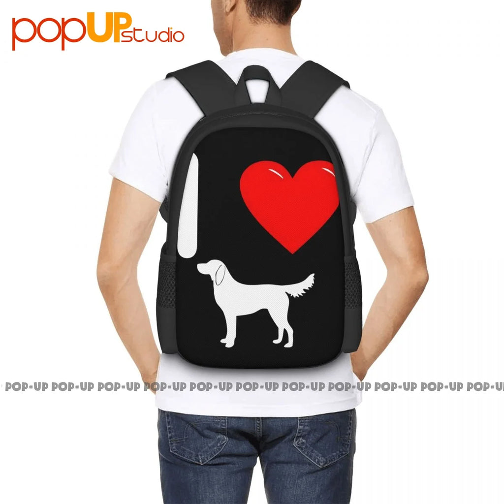 Flat Coated Retriever Silhouette Backpack Gym Art Print