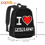Geography Bicolor Heart Backpack Large Capacity School Bag