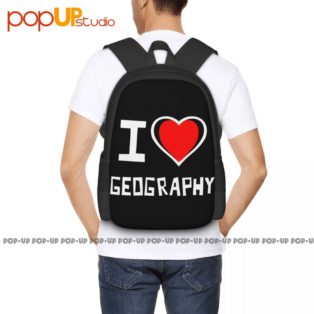 Geography Bicolor Heart Backpack Large Capacity School Bag