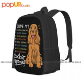 Cocker Spaniel Dog Backpack Large Capacity Travel Shoe Bag 3D Printing