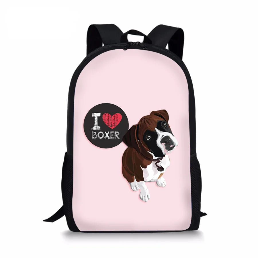 Boxer Dog School Backpack for Kids