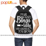 Crazy Bingo Lady Beach Bag Large Capacity Vintage Backpack