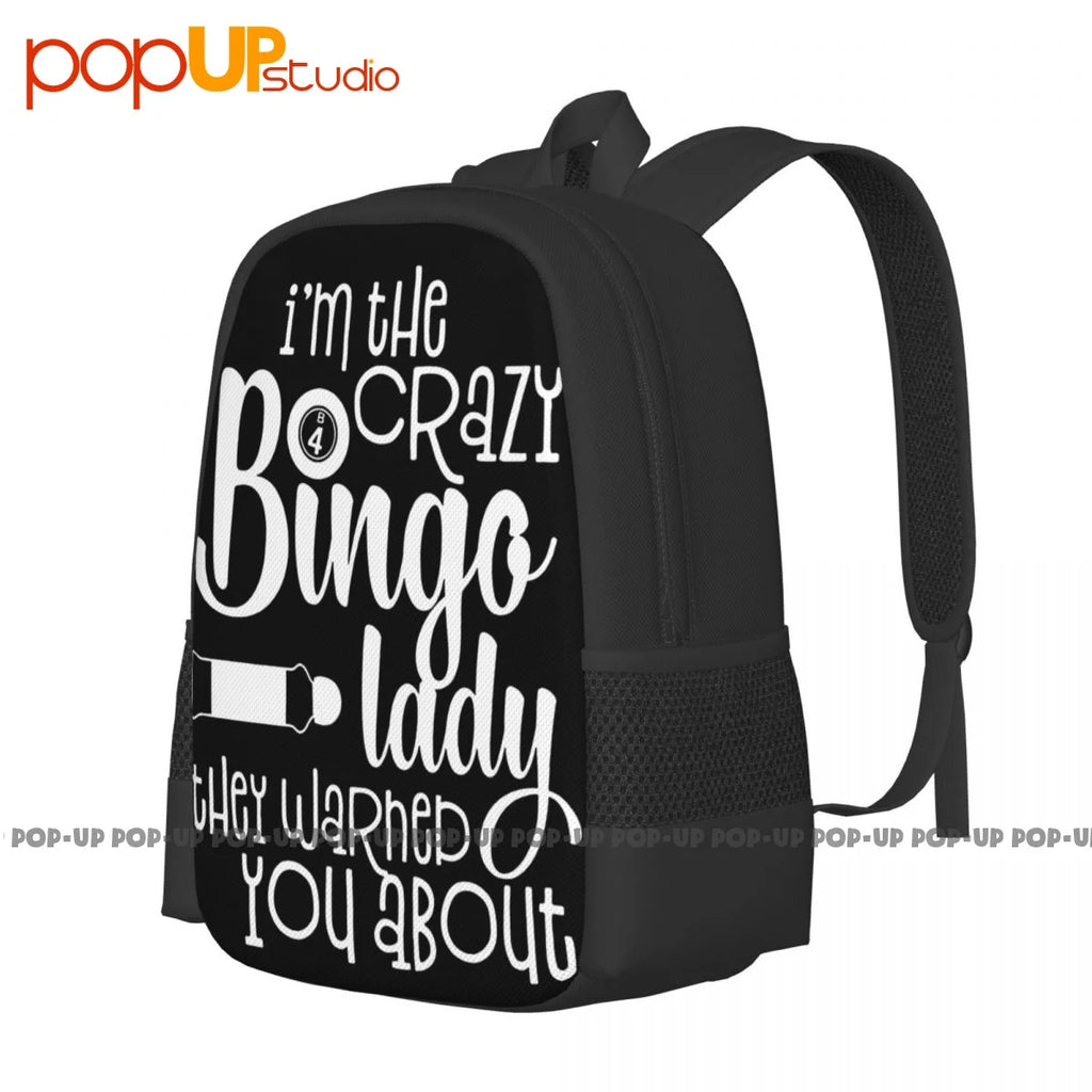 Crazy Bingo Lady Beach Bag Large Capacity Vintage Backpack