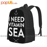 Vitamin Sea Fun Vegan Backpack Art Print Gym Tote Bag