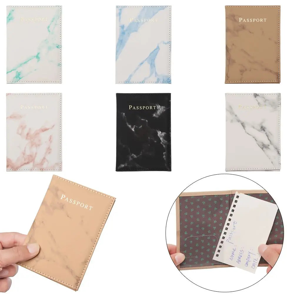 Waterproof Marble Pattern Passport Cover Holder World Bag Protector