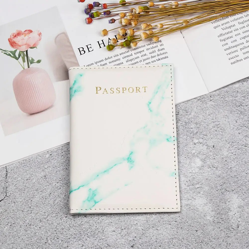 Waterproof Marble Pattern Passport Cover Holder World Bag Protector