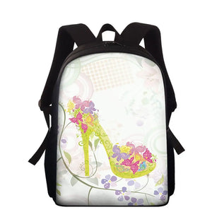 Casual Women's Backpack High Heels Printing Girls Schoolbag 15 Inch School Bags