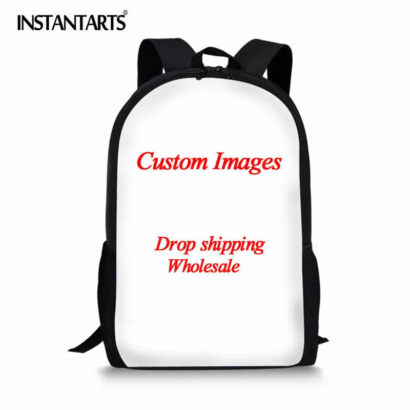 Denim Cat Printed School Bag for Teenagers