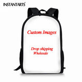 Denim Cat Printed School Bag for Teenagers