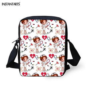 Cartoon Nurse Print Messenger Bag Women Casual Flap Small Shoulder Bags