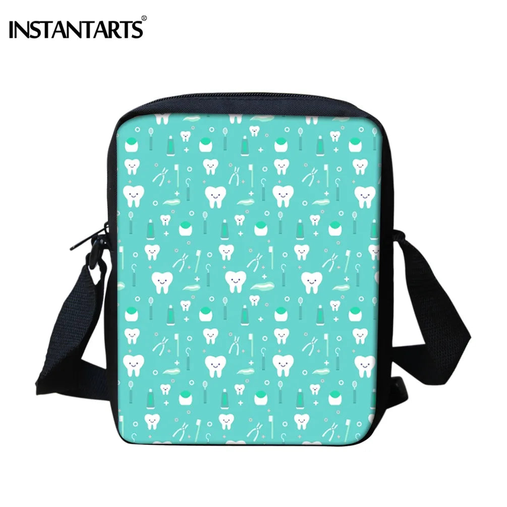 Cartoon Tooth Printed Green Mini Shoulder Bag for Boys