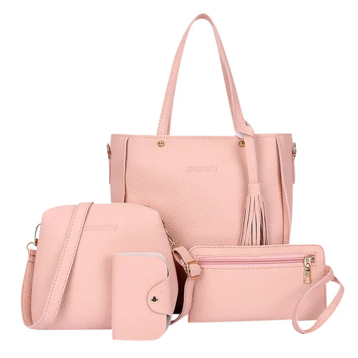 4pcs Woman Bag Set Female Purse and Handbag Four-Piece Shoulder Bag Tote