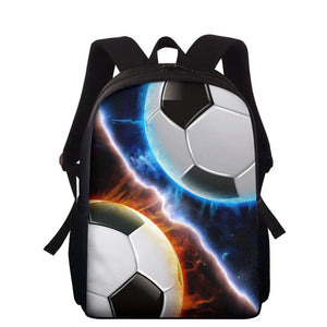 Ice and Fire Backpack 3D Printed Boy Football Pattern SchoolBag