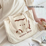 Casual Canvas Shoulder Bag for Girls - Larger Capacity Tote