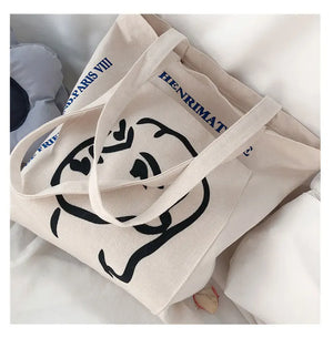 Women's Vintage Handbag Large Capacity Letter Head Tote Shopper Bag