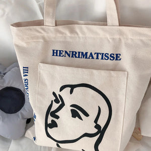 Women's Vintage Handbag Large Capacity Letter Head Tote Shopper Bag