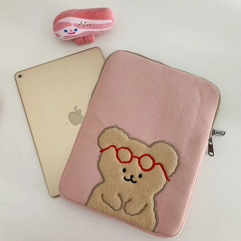 Ins Korea IPad Pouch for IPad Pro Air Cartoon Bear Sleeve Case Bag 11 13 15 Inch
