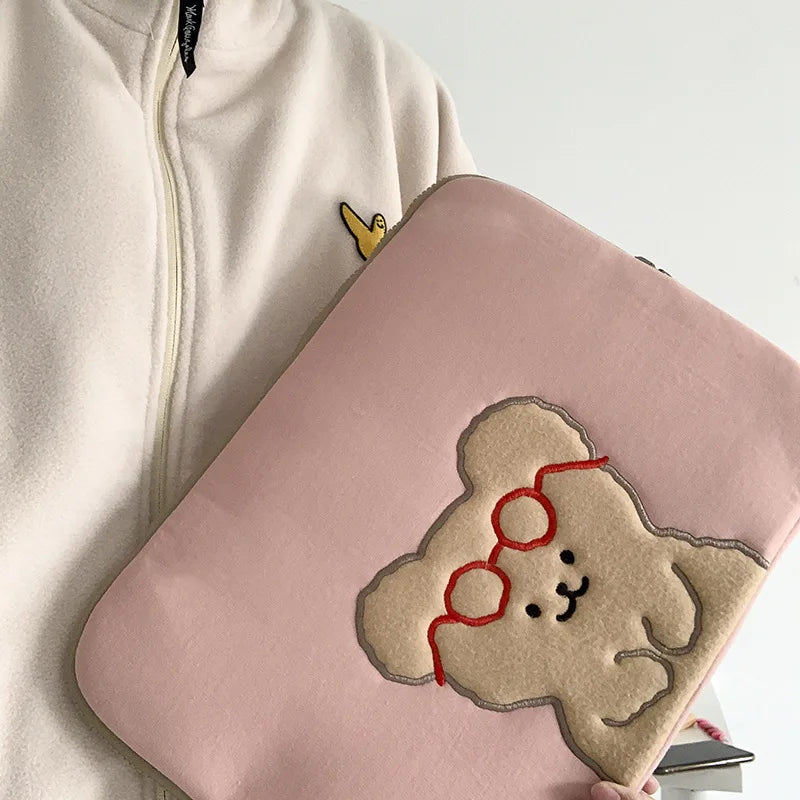 Ins Korea IPad Pouch for IPad Pro Air Cartoon Bear Sleeve Case Bag 11 13 15 Inch