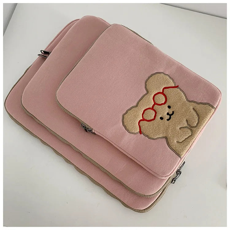 Ins Korea IPad Pouch for IPad Pro Air Cartoon Bear Sleeve Case Bag 11 13 15 Inch