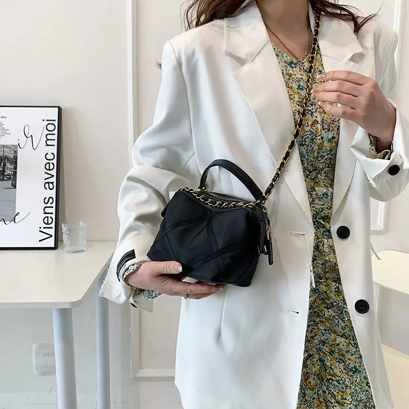 Nylon Rhombus Chain Shoulder Bag, Versatile High Quality Dumpling Bag