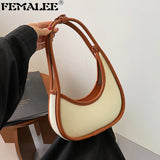 Irregular Shaped Women Shoulder Bags PU Canvas Patchwork Tote Clutch Handbag