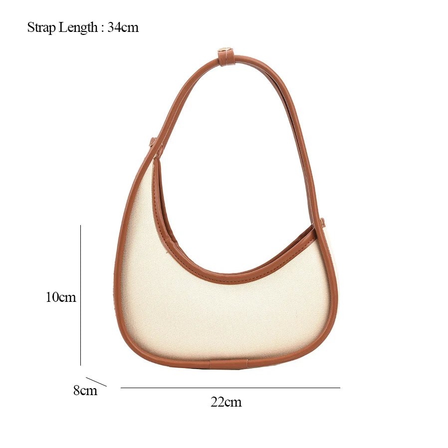 Irregular Shaped Women Shoulder Bags PU Canvas Patchwork Tote Clutch Handbag