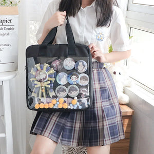 Clear Japan Style Ita Bag Red Transparent Backpack for Teens Girls