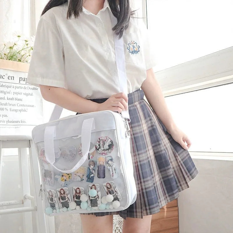 Clear Japan Style Ita Bag Red Transparent Backpack for Teens Girls