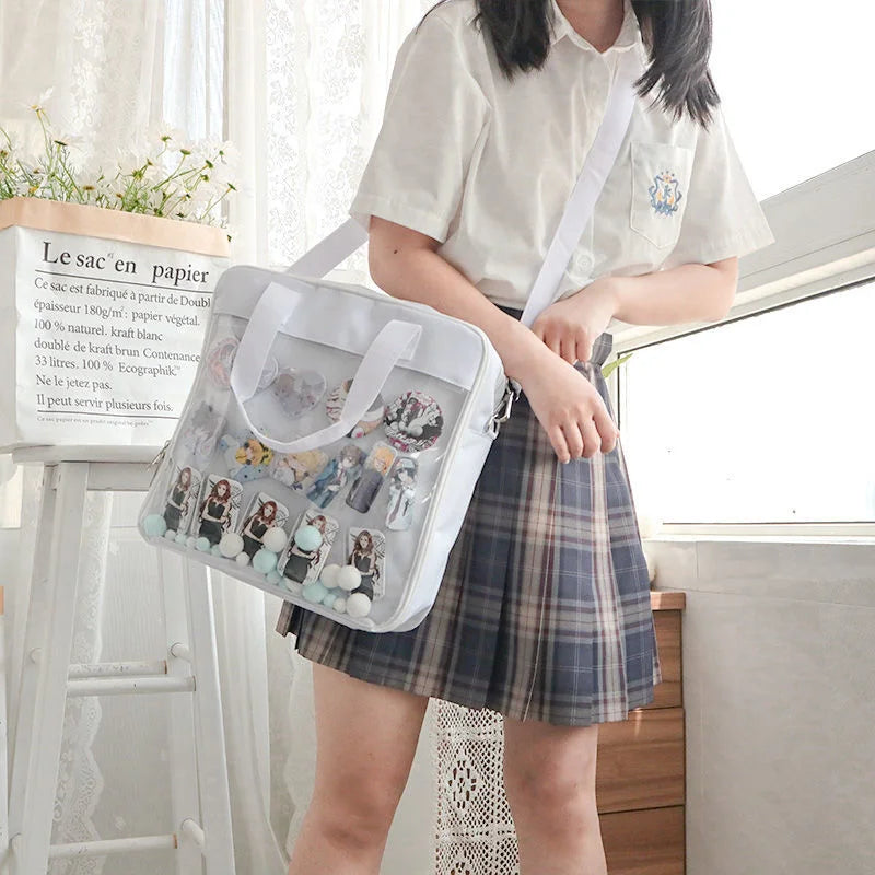 Clear Japan Style Ita Bag Red Transparent Backpack for Teens Girls