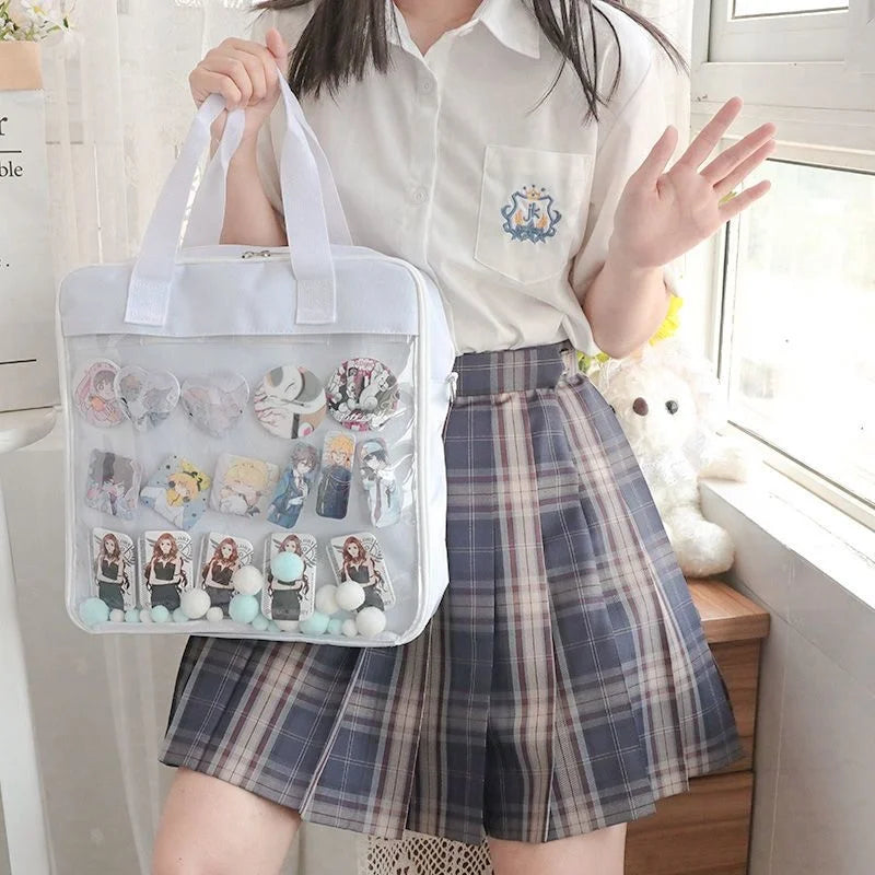 Clear Japan Style Ita Bag Red Transparent Backpack for Teens Girls
