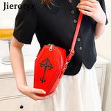 Gothic Cross Coffin Shape Red Shoulder Bag